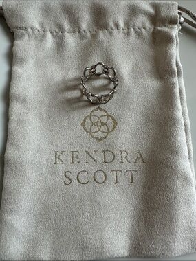 Kendra Scott Fallyn Silver Linked Chain Ring Sz 6